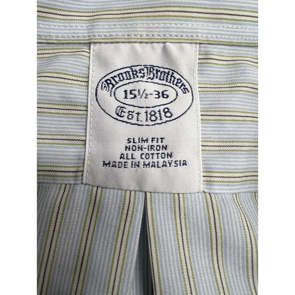 Lot of 2-Brooks Brothers Slim Fit Non-Iron Dress Shirt Blue Cotton 15.5-36 - Picture 3 of 16